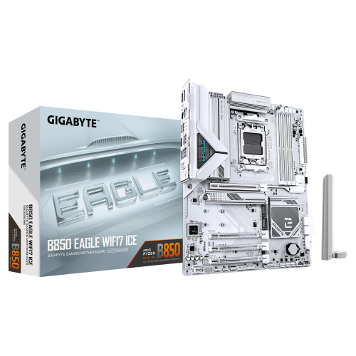 28592-GIGABYTE B850 EAGLE WIFI7 ICE Placa base - Procesadores AMD Ryzen serie 9000, VRM digital de 8+2+2 fases, hasta 82