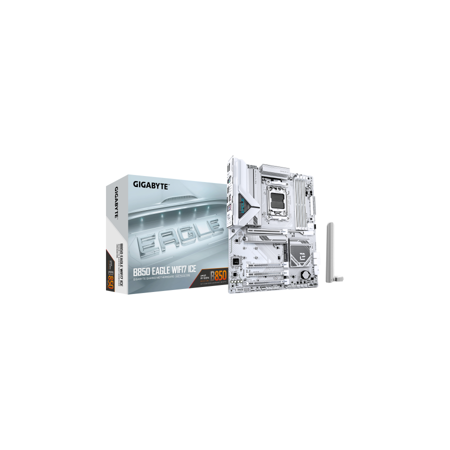 28592-GIGABYTE B850 EAGLE WIFI7 ICE Placa base - Procesadores AMD Ryzen serie 9000, VRM digital de 8+2+2 fases, hasta 82