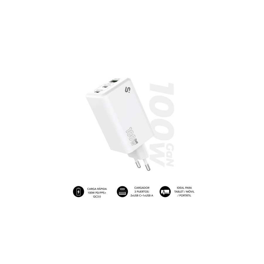 28609-SUBBLIM CARGADOR GAN 100W CHARGER USB C+C+A