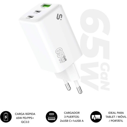 28616-SUBBLIM CARGADOR GAN 65W CHARGER USB C+C+A