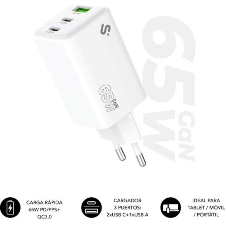 28616-SUBBLIM CARGADOR GAN 65W CHARGER USB C+C+A