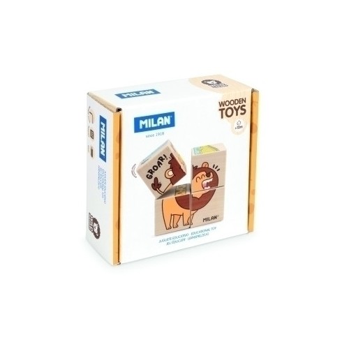 28663-JUGUETE EDUCATIVO DE MADERA, ROMPECABEZAS DE CUBOS WILD SAFARI MILAN 660530