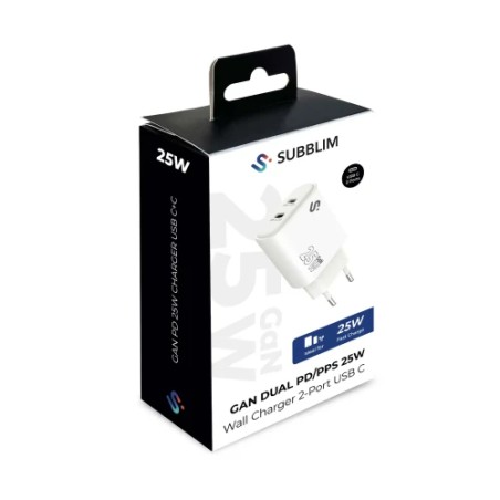 28717-SUBBLIM CARGADOR GAN 25W CHARGER USB C+C
