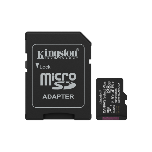 28721-Kingston Technology 128GB microSDXC Canvas Select Plus Gen3 150MB/s A1 (Incluye adaptador de SD)