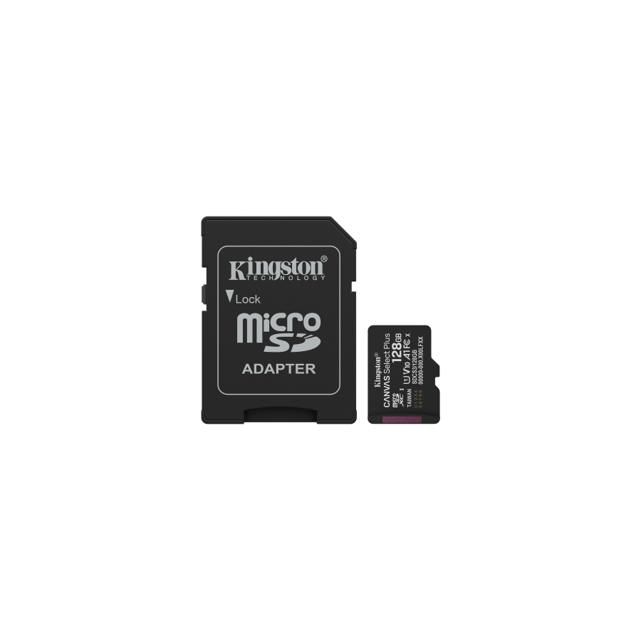 28721-Kingston Technology 128GB microSDXC Canvas Select Plus Gen3 150MB/s A1 (Incluye adaptador de SD)