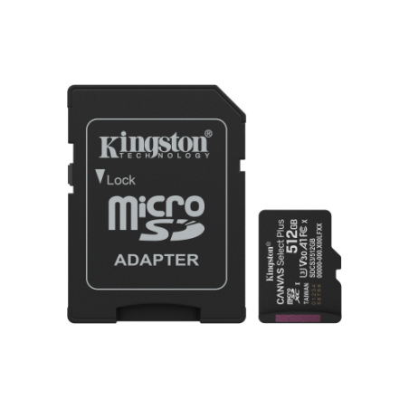 28725-Kingston Technology 512GB microSDXC Canvas Select Plus Gen3 150MB/s A1 (Incluye adaptador de SD)