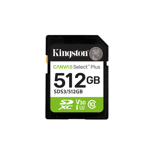 28733-Kingston Technology 512 GB SDXC Canvas Select Plus Gen3 150 MB/s C10 UHS-I U3 V30