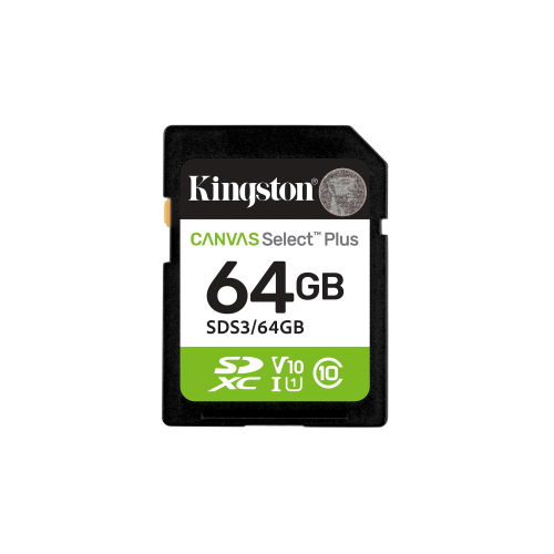 28735-Kingston Technology 64 GB SDXC Canvas Select Plus Gen3 100 MB/s C10 UHS-I U1 V10