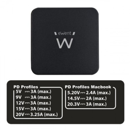 28742-Ewent EW3980 cargador de dispositivo movil Negro Interior