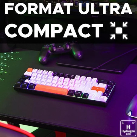 28754-THE G-LAB KEYZ HYDROGEN, TECLADO DE MEMBRANA RETROILUMINADO, COMPACTO 60%