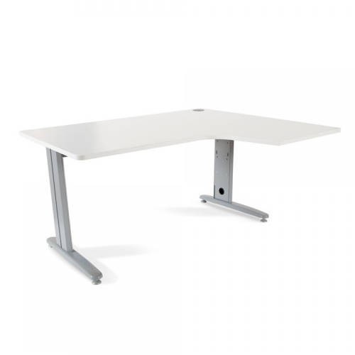 2876-MESA DE OFICINA SERIE METAL FORMA L DERECHA 160X120 GRIS / BLANCO  ROCADA 2051AC04
