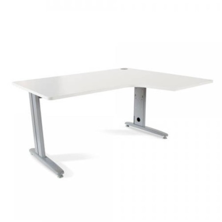 2876-MESA DE OFICINA SERIE METAL FORMA L DERECHA 160X120 GRIS / BLANCO  ROCADA 2051AC04
