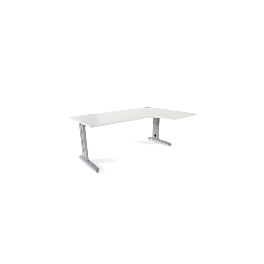 2880-MESA DE OFICINA SERIE METAL FORMA L DERECHA 180X120 GRIS / BLANCO  ROCADA 2052AC04