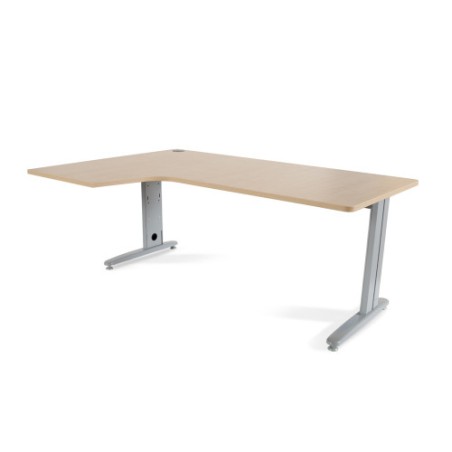 2886-MESA DE OFICINA SERIE METAL FORMA L IZQUIERDA 180X120 GRIS / HAYA ROCADA 2054AC01