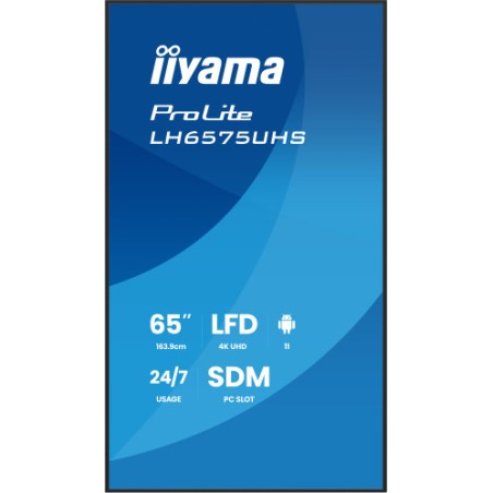 28924-MONITOR IIYAMA 65" (LH6575UHS-B1AG)3840X2160, UHD IPS PANEL, OPERACION 24/7 500CD/M, LANDSCAPE PORTRAIT, SIGNAL FA