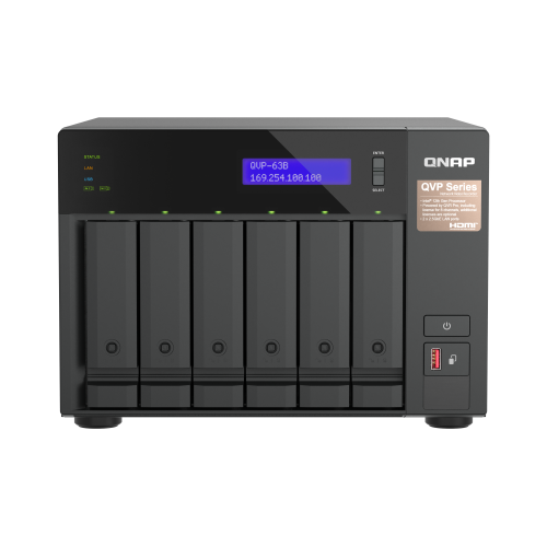 28930-QNAP QVP-63B servidor de almacenamiento NAS Torre IntelR CoreT i3 16 GB DDR4 0 TB Negro