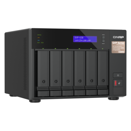 28931-QNAP QVP-63B servidor de almacenamiento NAS Torre IntelR CoreT i3 16 GB DDR4 0 TB Negro