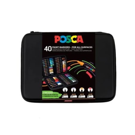 29102-MALETIN PREMIUM 40 PIEZAS PARA TODAS LAS SUPERFICIES (4 TAMANOS) POSCA 304222304