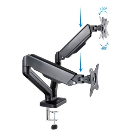 29161-TooQ Soporte de Mesa para 2 Pantallas 17"-32", Negro