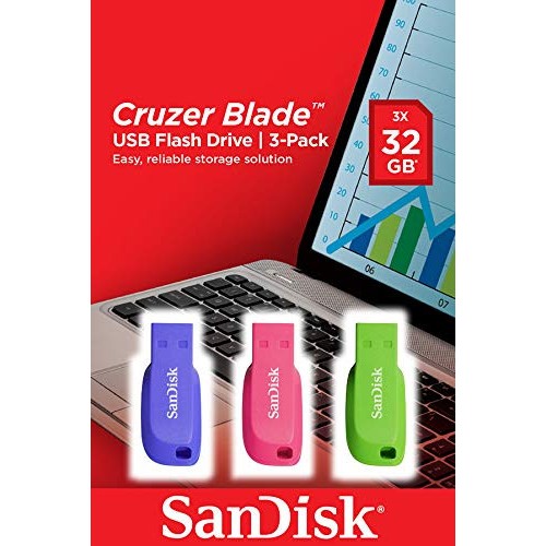 29274-Sandisk Cruzer Blade 3x 32GB unidad flash USB USB tipo A 2.0 Azul, Verde, Rosa
