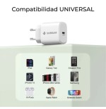 29600-SUBBLIM Cargador USB-C GaN 20W , Power Delivery 3.0 & PPS, Enchufe Rapido para iPhone 16-12, iPad, Galaxy S24-S20,