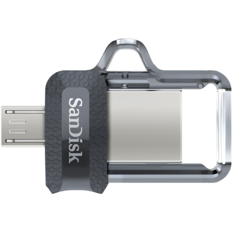 29673-Sandisk Ultra Dual m3.0 unidad flash USB 64 GB USB Type-A / Micro-USB 3.2 Gen 1 (3.1 Gen 1) Negro, Plata, Transpar
