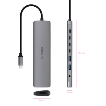 29679-NANOCABLE HUB USB-C 2xUSB-A+3xUSB-C+USB-C CARGA+HDMI+AUDIO