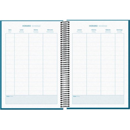 29690-AGENDA ESCOLAR 2025-2026 TAMANO A5 TAPA CARTON FORRADO SEMANA VISTA MODELO SYSTEM BASIC AZUL DOHE 52056