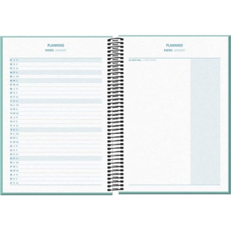 29807-AGENDA ESCOLAR 2025-2026 TAMANO A5 TAPA CARTON FORRADO SEMANA VISTA MODELO SYSTEM BASIC VERDE DOHE 52058