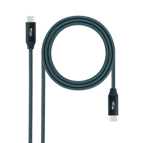 29840-Nanocable Cable USB 3.2 Gen2x2 20Gbps 5A/100W 4K/60Hz USB-C/M-USB-C/M, Gris/Negro, 2 m