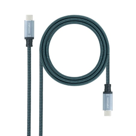 29842-Nanocable Cable USB 3.2 Gen2x2 20Gbps 5A/100W, 4K/60Hz, USB-C/M-USB-C/M, Gris/Negro, 3 m