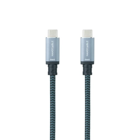 29843-Nanocable Cable USB 3.2 Gen2x2 20Gbps 5A/100W, 4K/60Hz, USB-C/M-USB-C/M, Gris/Negro, 3 m
