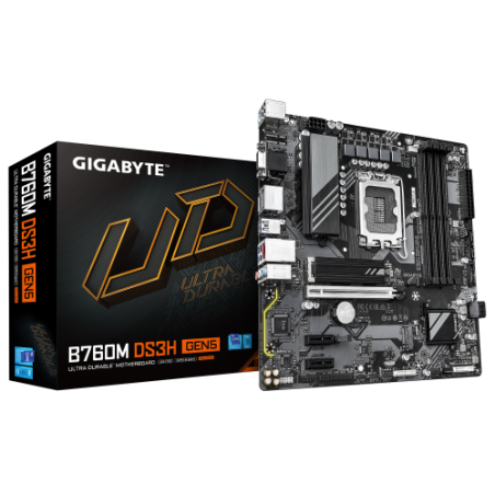 29848-GIGABYTE B760M DS3H GEN5 Placa Base - Compatible con CPUs Intel Core 14a generacion, VRM digital de 6+2+1 fases, h