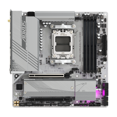 29851-GIGABYTE B650M AORUS ELITE AX ICE Placa base - AMD Ryzen serie 9000, VRM de 12+2+2 fases, hasta 8000 MHz DDR5 (OC)