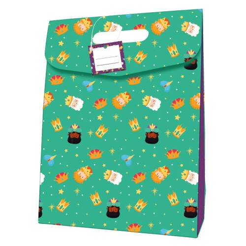 29959-BOLSA CARTON CIERRE ADHESIVO REYES MAGOS (338X41 CM) COLORES SURTIDOS BISMARK 332880