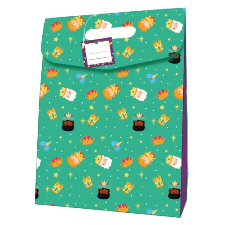 29959-BOLSA CARTON CIERRE ADHESIVO REYES MAGOS (338X41 CM) COLORES SURTIDOS BISMARK 332880