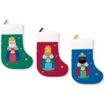 29962-PACK 3 CALCETINES DECORATIVOS REYES MAGOS (VERDE/ROJO Y AZUL) BISMARK 332889
