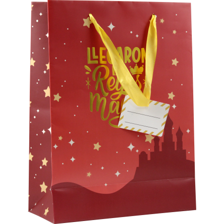 29971-BOLSA PAPEL REYES MAGOS M (27X12X37 CM) FOIL CON TARJETA COLGANTE COLORES SURTIDOS BISMARK 333600