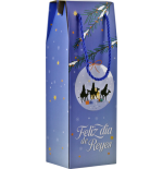 29976-CAJA CON ASA MENSAJES EFECTO MADERA BOTELLERO REYES MAGOS (13X36X10 CM) COLORES SURTIDOS BISMARK 333603