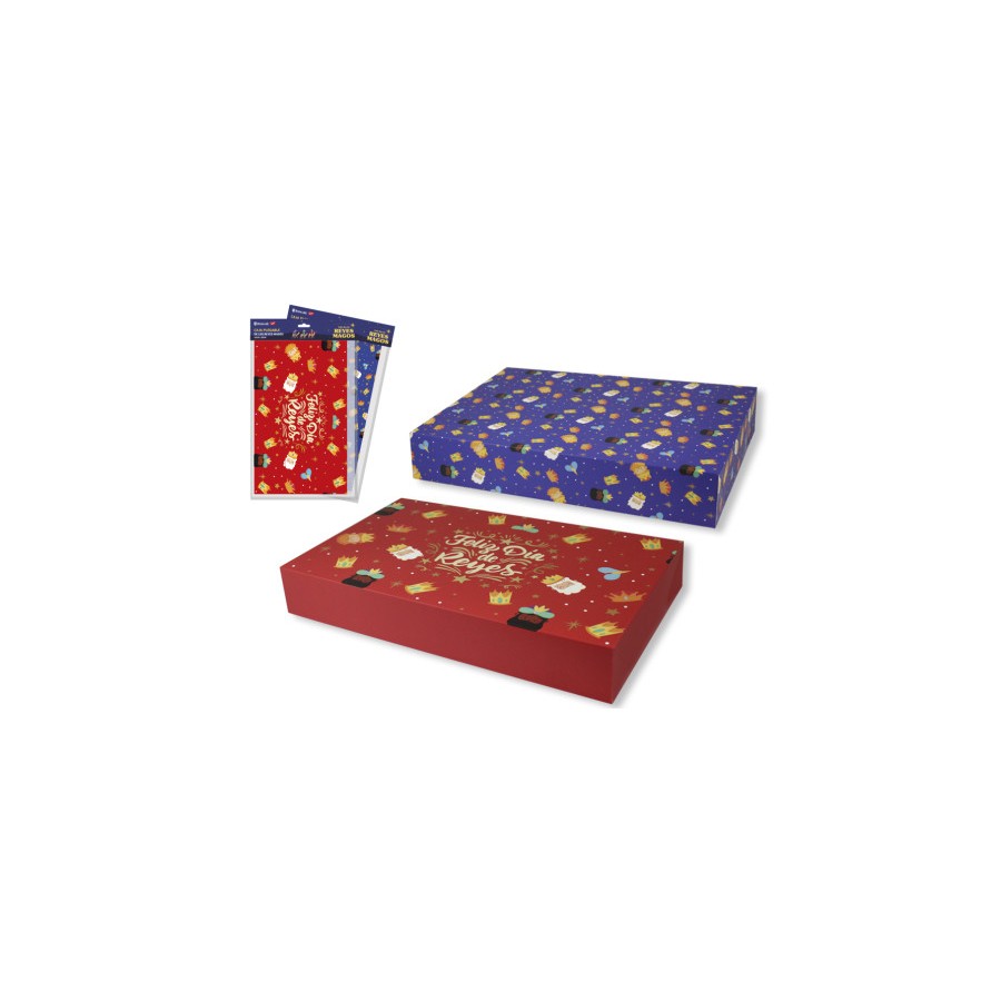 29978-CAJA PLEGABLE REYES MAGOS (43x26x6,5 CM) COLORES SURTIDOS BISMARK 333604