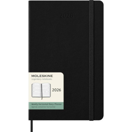 30225-AGENDA 2026 TAPA DURA 12 MESES SEMANAL HORIZONTAL L (13 X 21 CM) NEGRA MOLESKINE DHB12WH3Y26