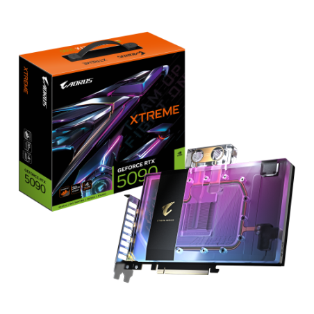 30259-GIGABYTE AORUS GeForce RTX 5090 XTREME WATERFORCE WB 32G Tarjeta Grafica - 32 GB GDDR7, 512 bits, PCI-E 5.0, 2655