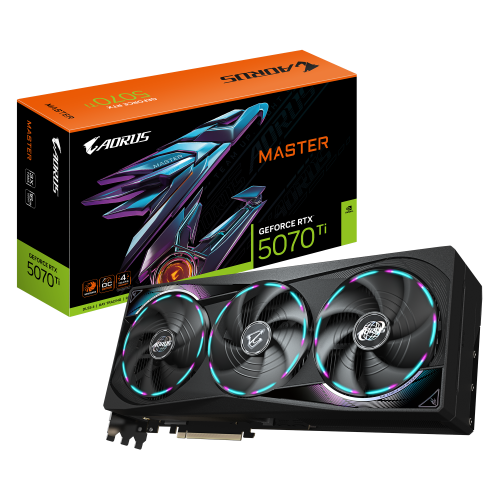 30261-GIGABYTE AORUS GeForce RTX 5070 Ti MASTER 16G Tarjeta Grafica - 16GB GDDR7, 256 bits, PCI-E 5.0, XXXX MHz Core Clo