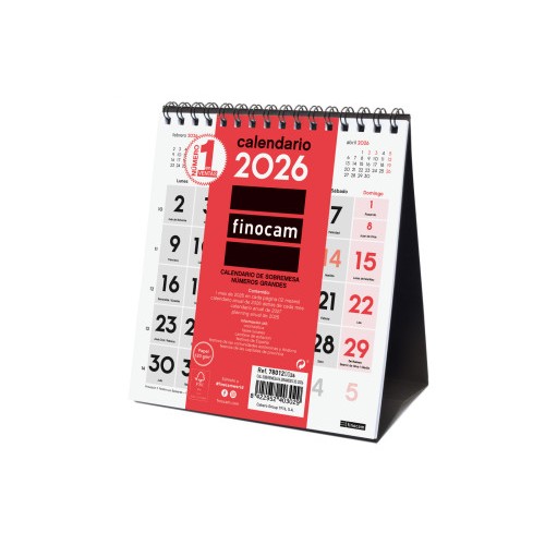 30293-CALENDARIO 2026 SOBREMESA NEUTRO NUMEROS GRANDES XS 140X150MM FINOCAM 780120026