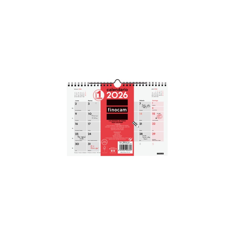 30295-CALENDARIO 2026 NEUTRO PARED ESCRIBIR S 210X150MM FINOCAM 780160026
