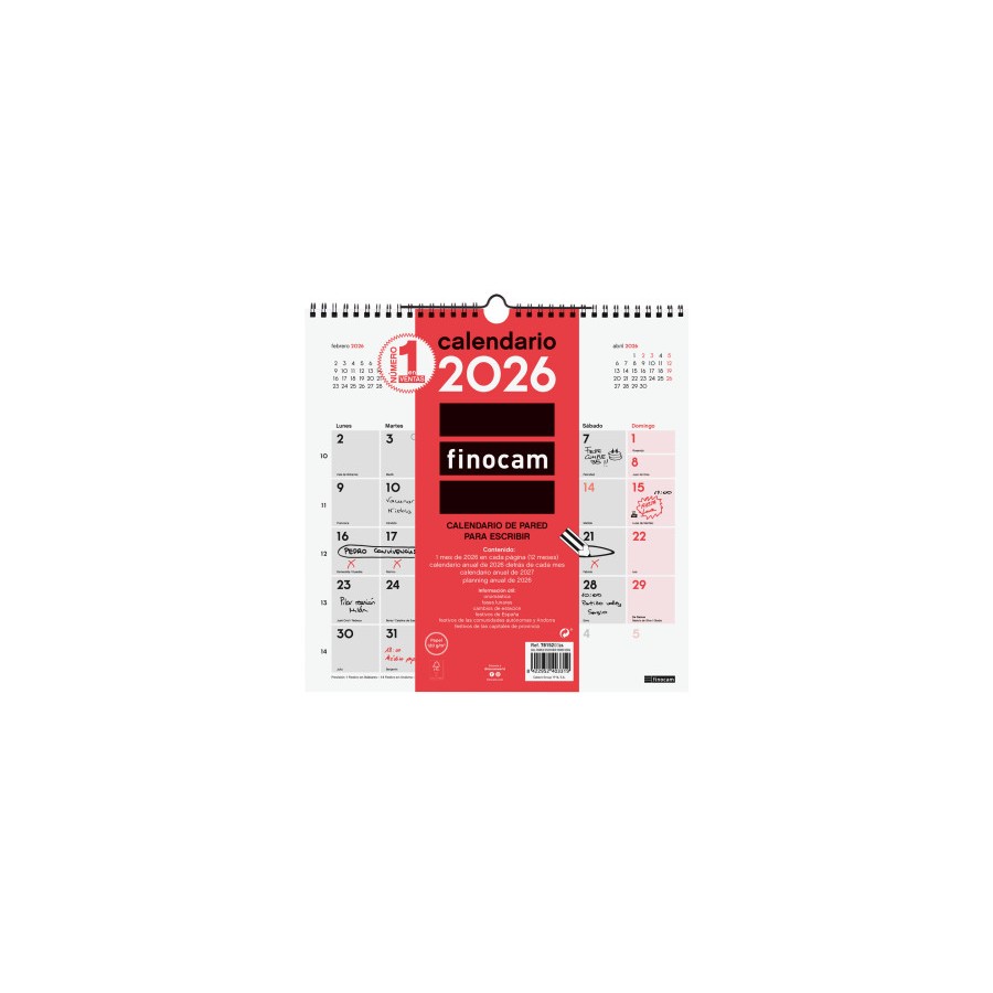 30297-CALENDARIO 2026 NEUTRO PARED ESCRIBIR 300X300MM FINOCAM 781520026