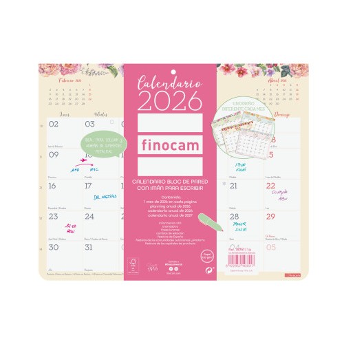 30305-CALENDARIO 2026 PARED IMAN TRENDY DESIGN ESCRIBIR 250X200MM FINOCAM 787510126