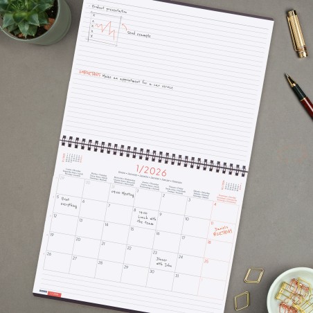 30334-PLANIFICADOR 2026 MES VERTICAL+NOTAS 250X200MM GRIS INTERNACIONAL FINOCAM 625505026