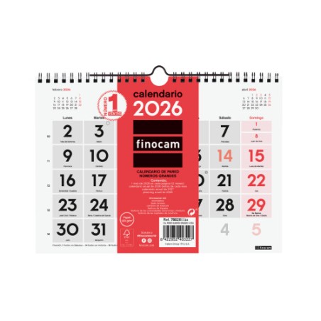 30352-CALENDARIO 2026 NEUTRO PARED NUMEROS GRANDES S 210X150MM FINOCAM 780200026