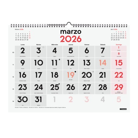30355-CALENDARIO 2026 NEUTRO PARED NUMEROS GRANDES L 430X310MM FINOCAM 780010026